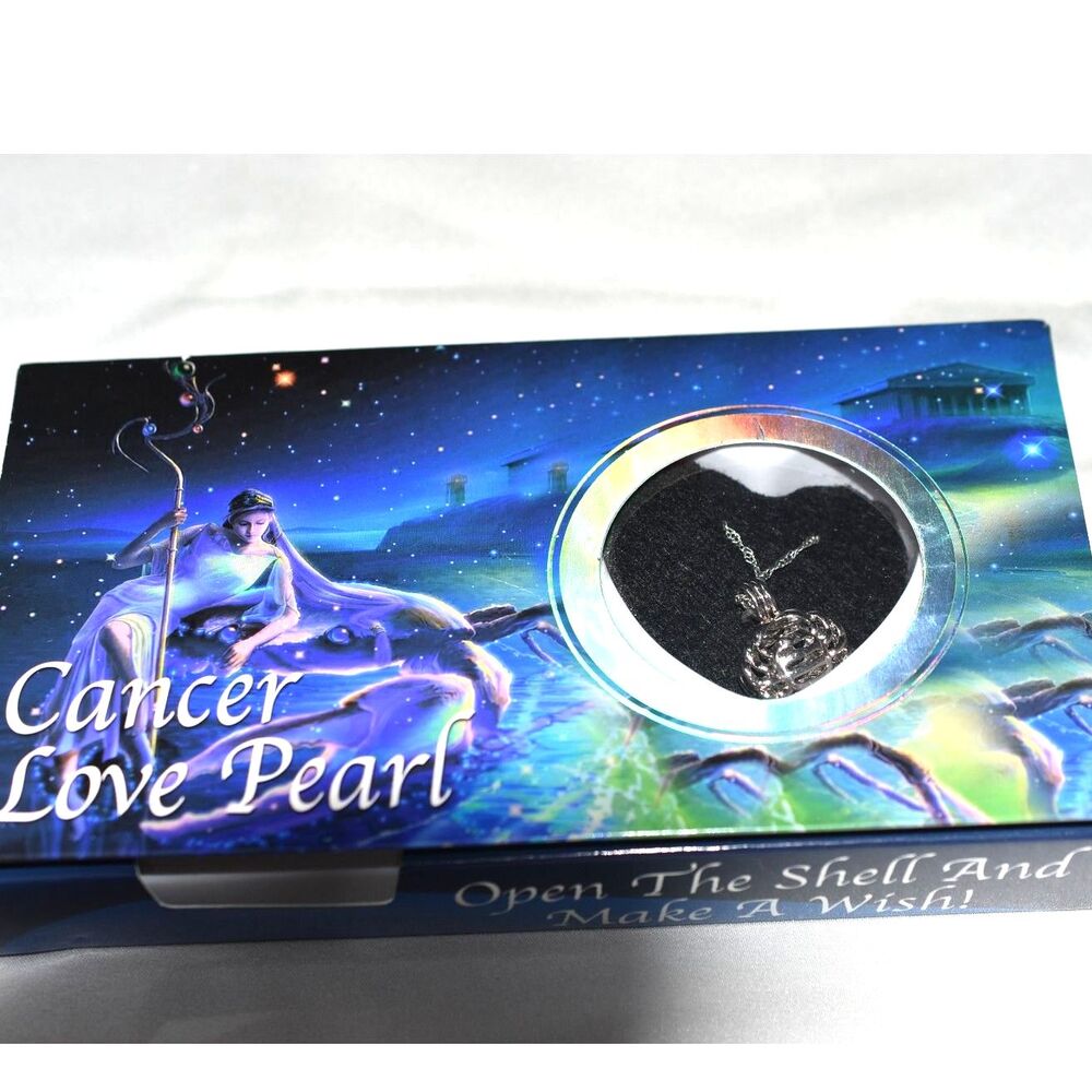 NIP Love Pearl Creations Cancer Zodiac Necklace with Stainless Steel Chain 16"